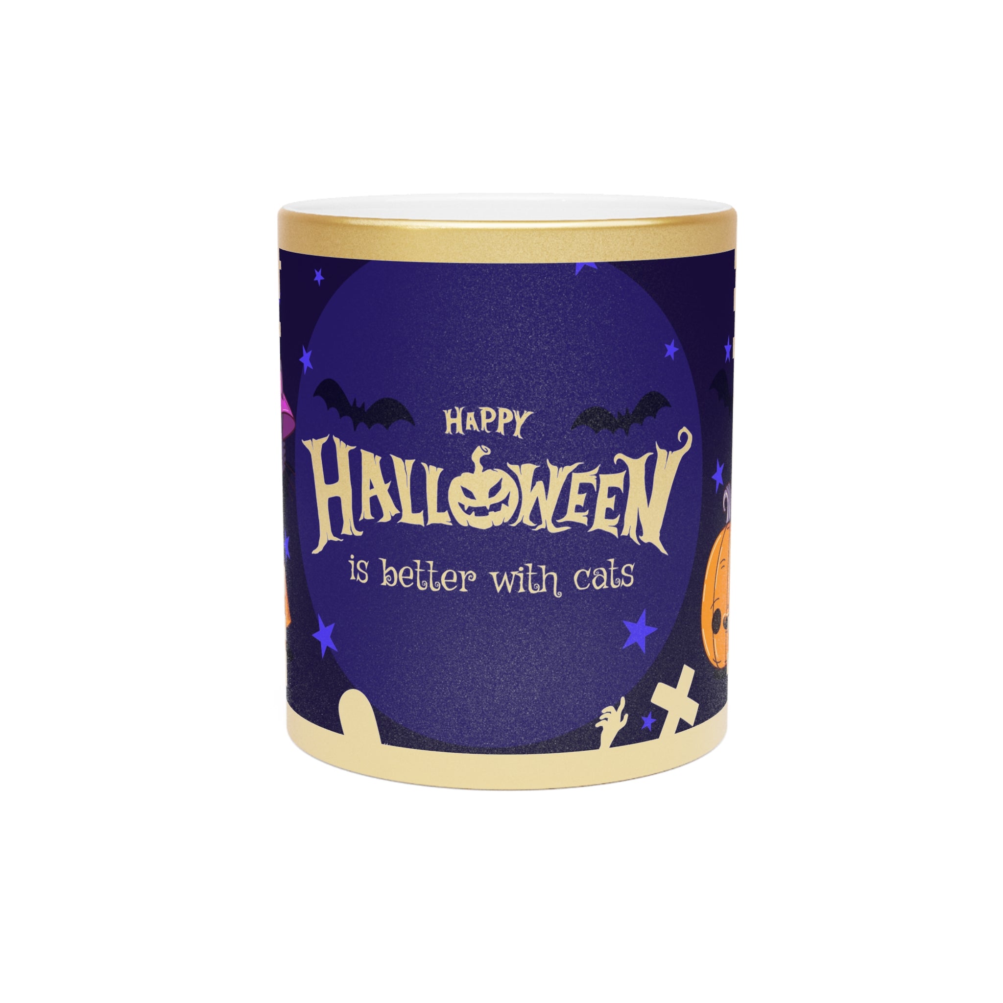 Happy Halloween with Witch's Cats | Metallic Mug