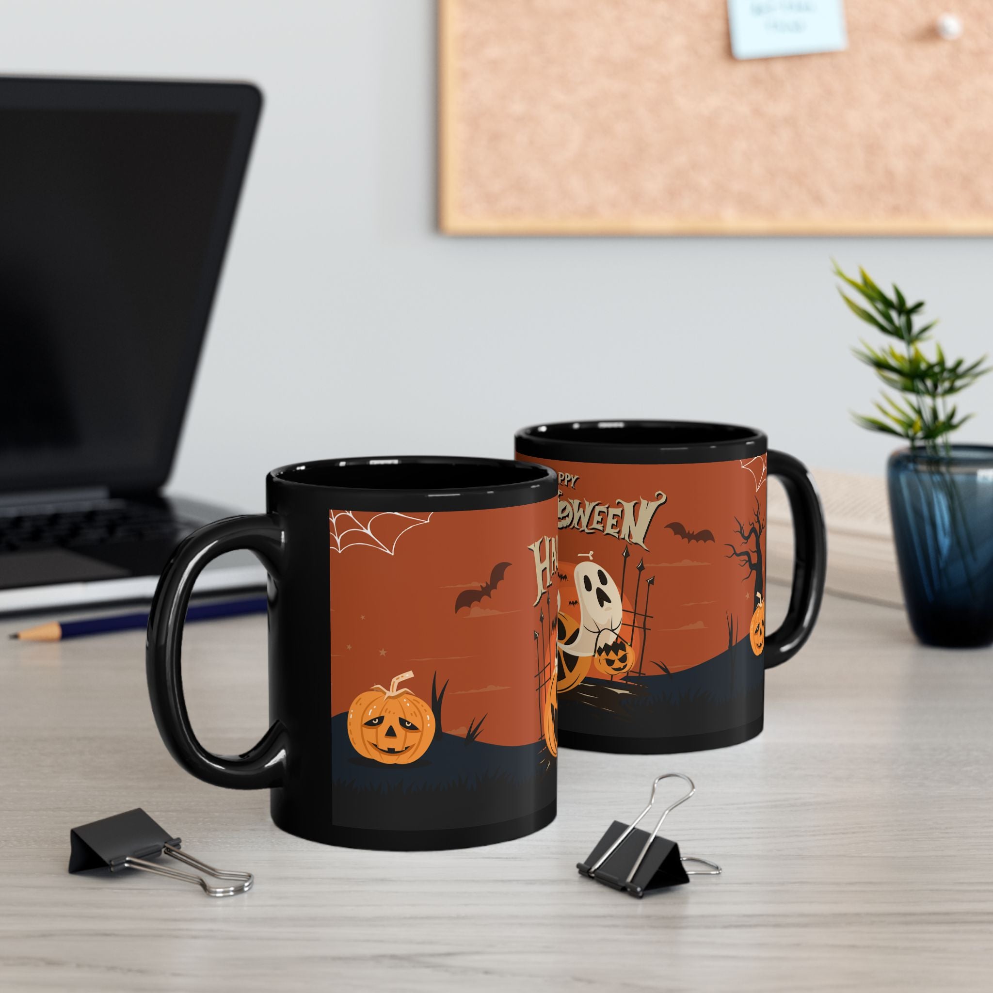 Happy Halloween with Pumpkin | Black Mug