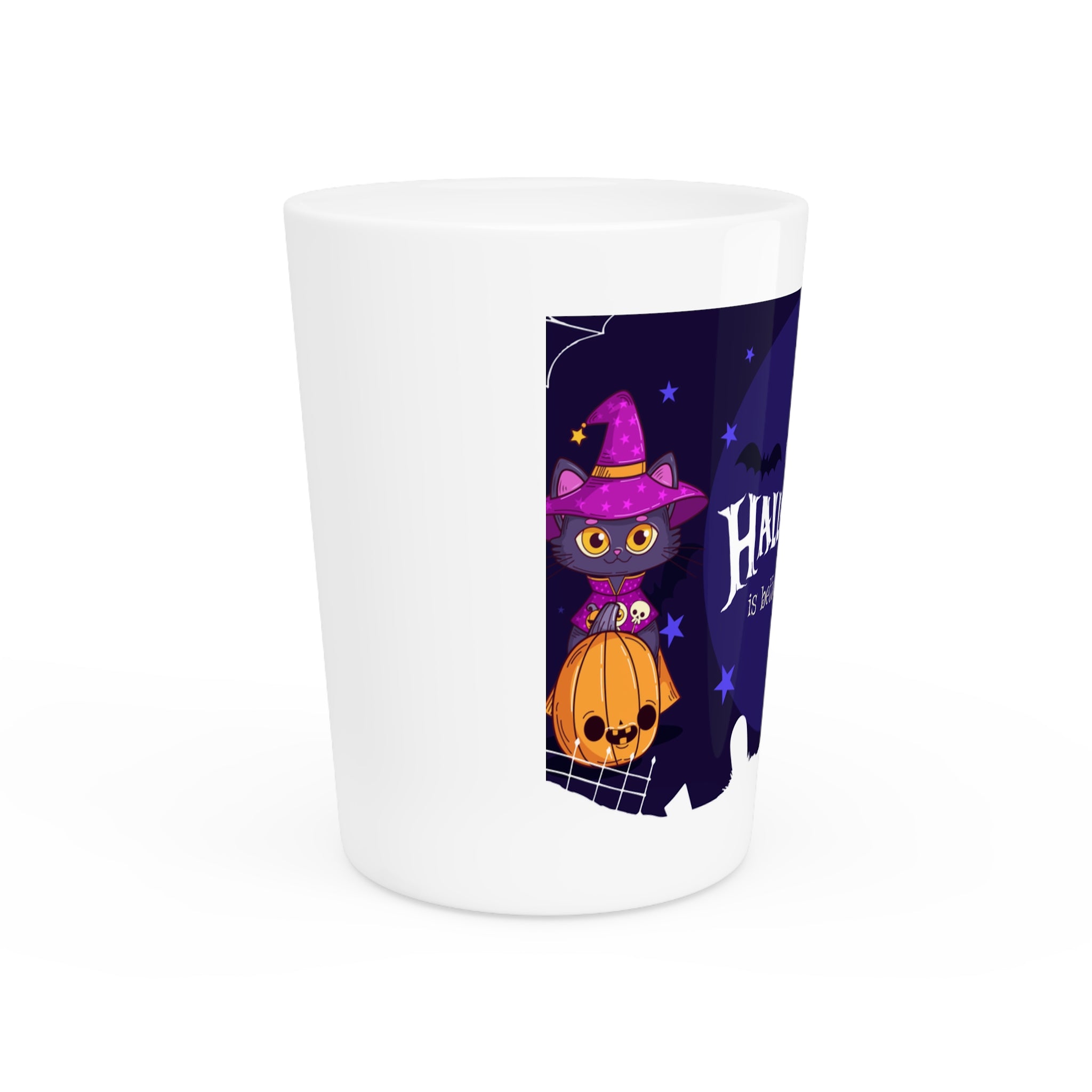 Happy Halloween with Witch's Cats | Shot Glass