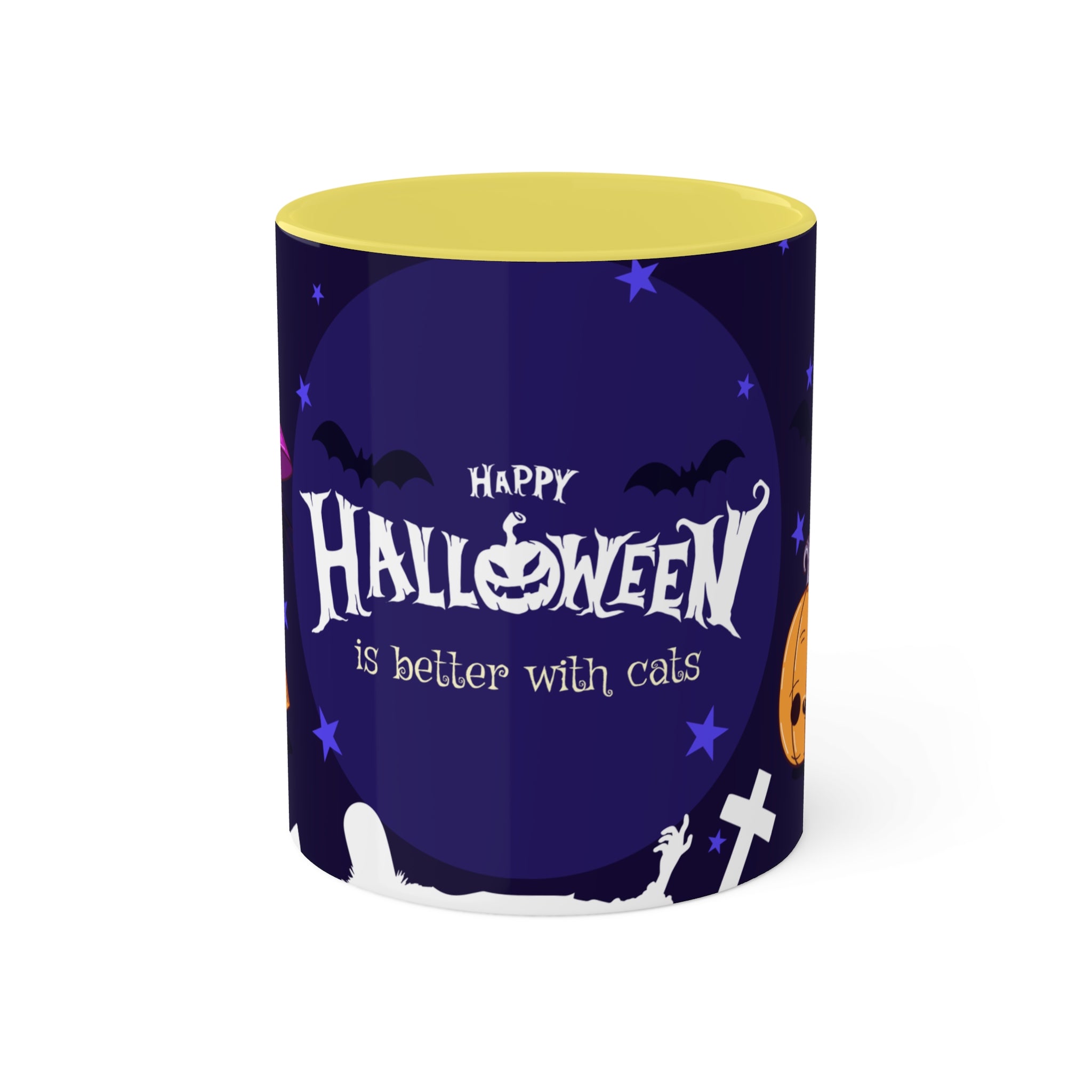 Happy Halloween with Witch's Cats | Colorful Mugs