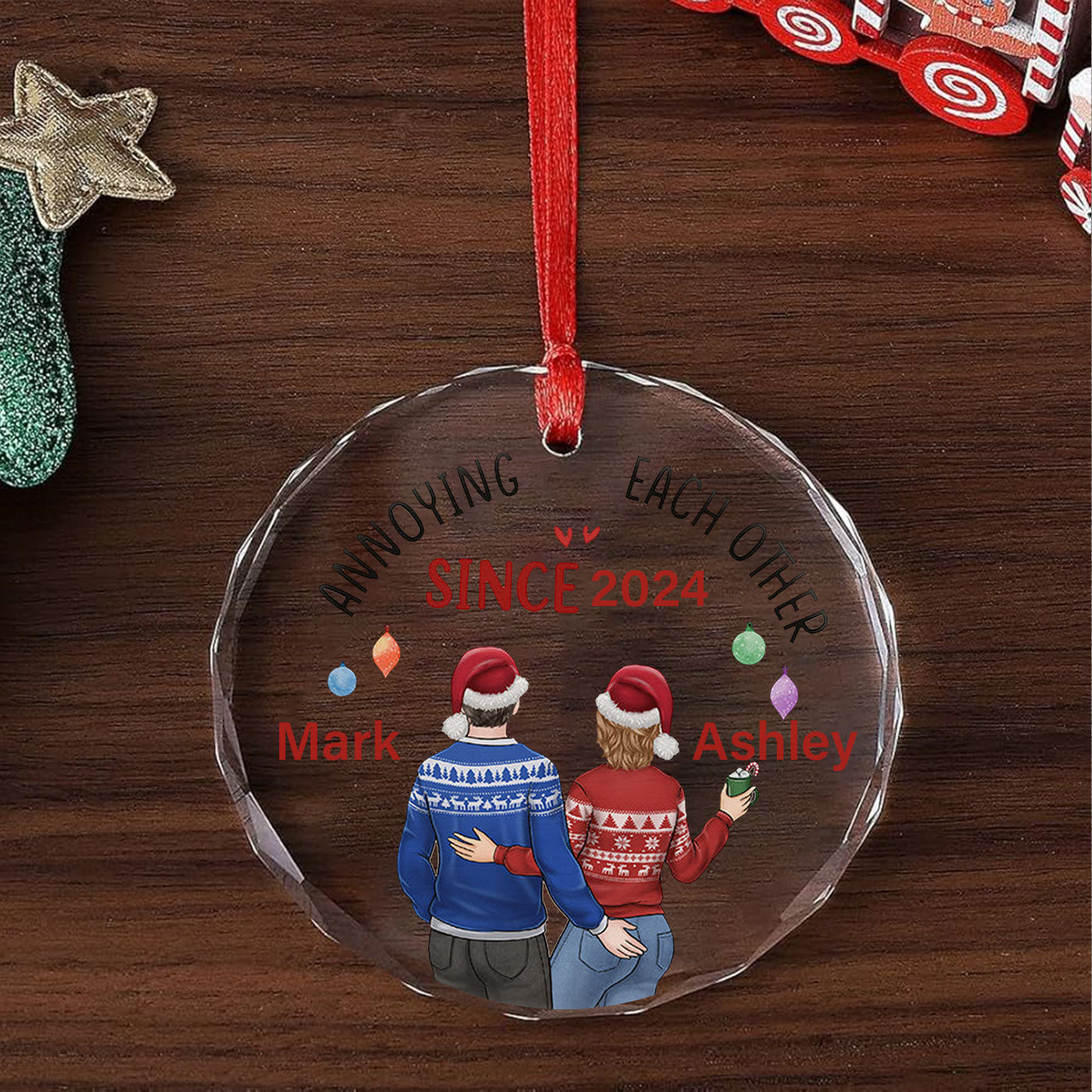 Annoying Each Other Since... Christmas | Celebrate Fun and Love | Glass Ornament