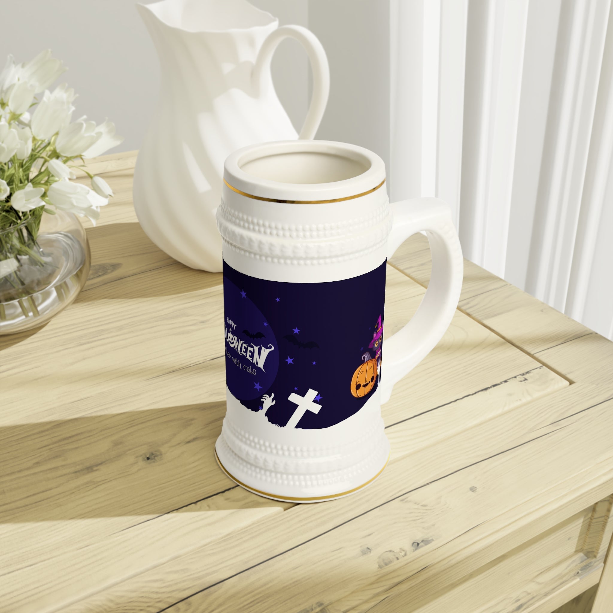 Happy Halloween with Witch's Cats | Stein Mug