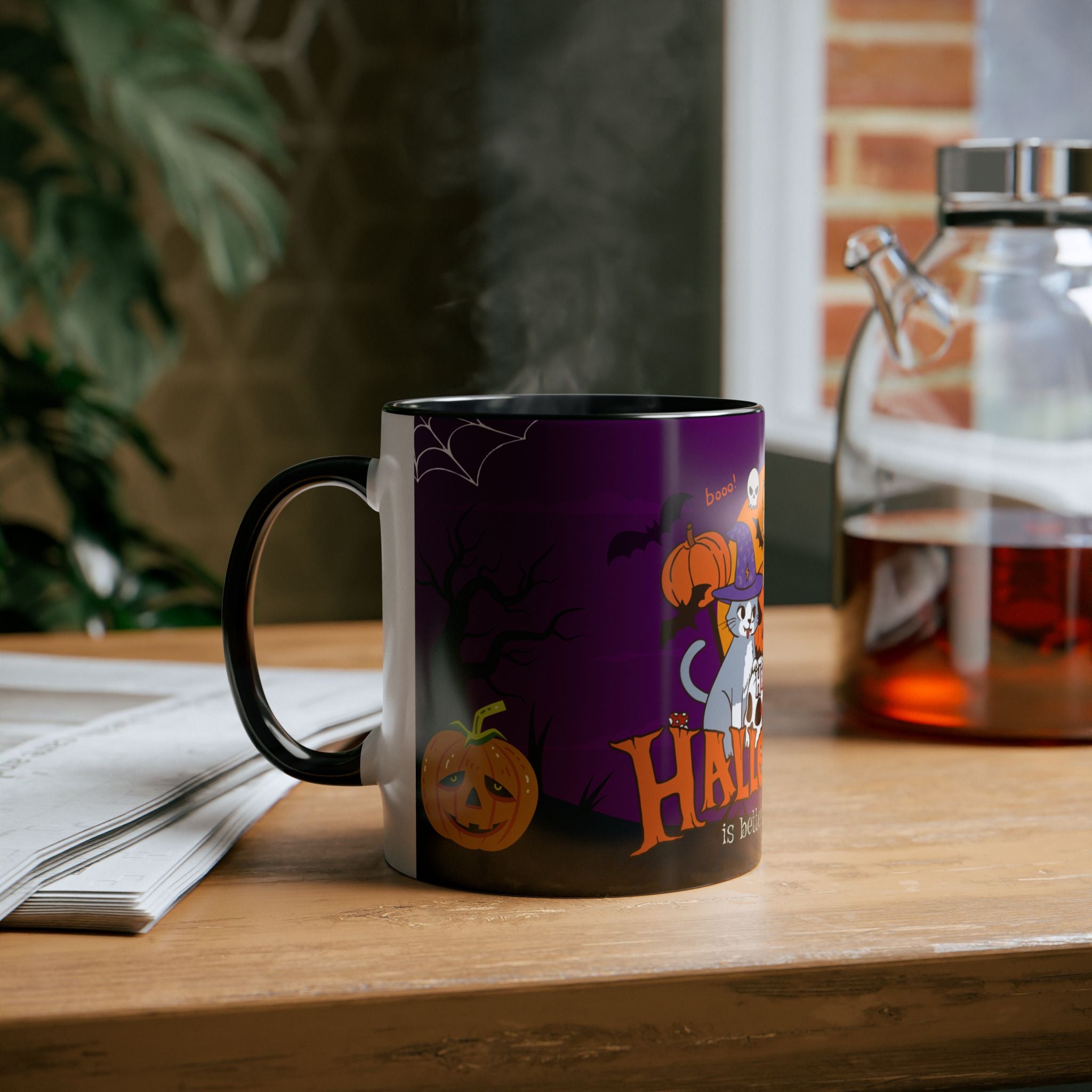 Happy Halloween is Better with Cats | Two-Tone Coffee Mugs