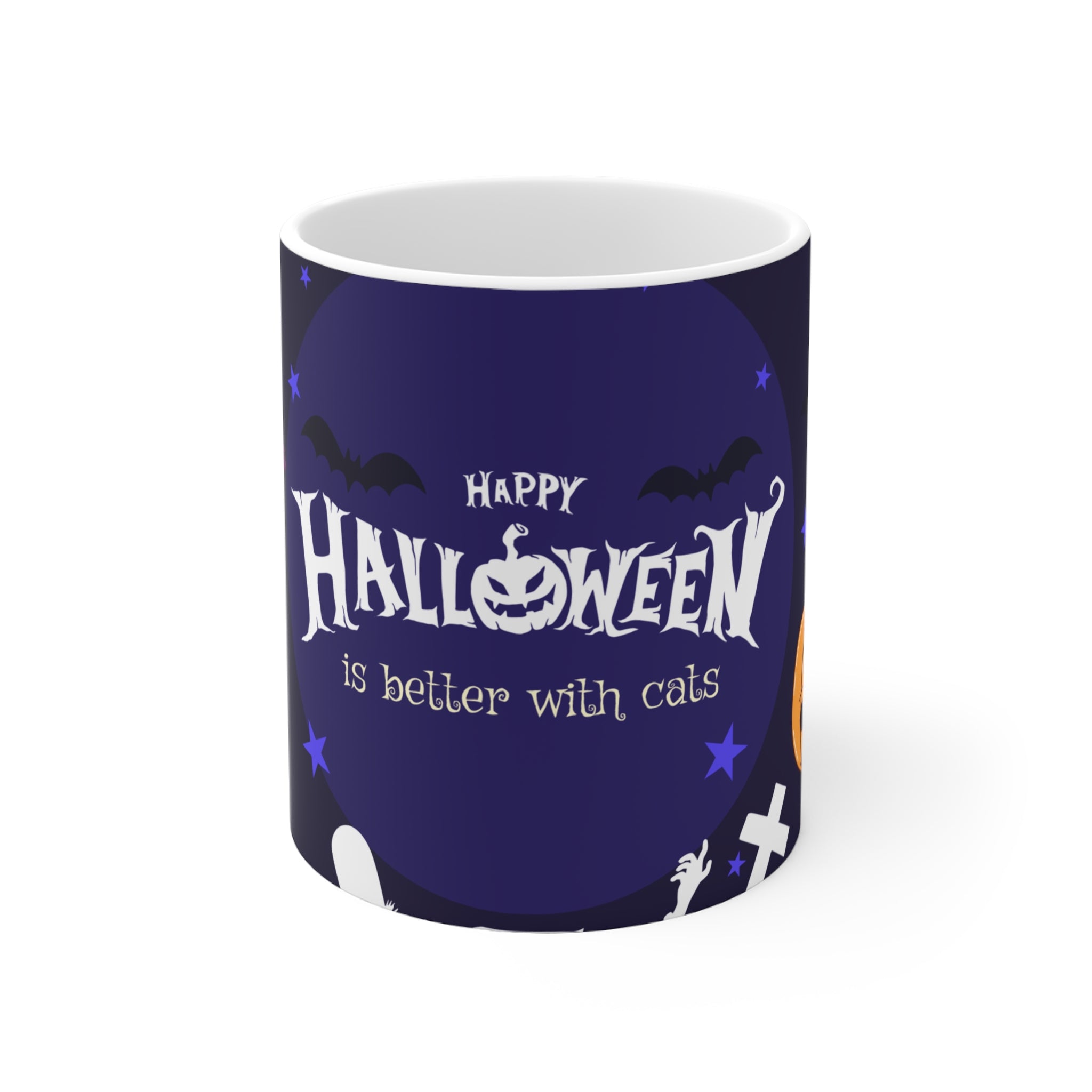 Happy Halloween with Witch's Cats | Ceramic Mug