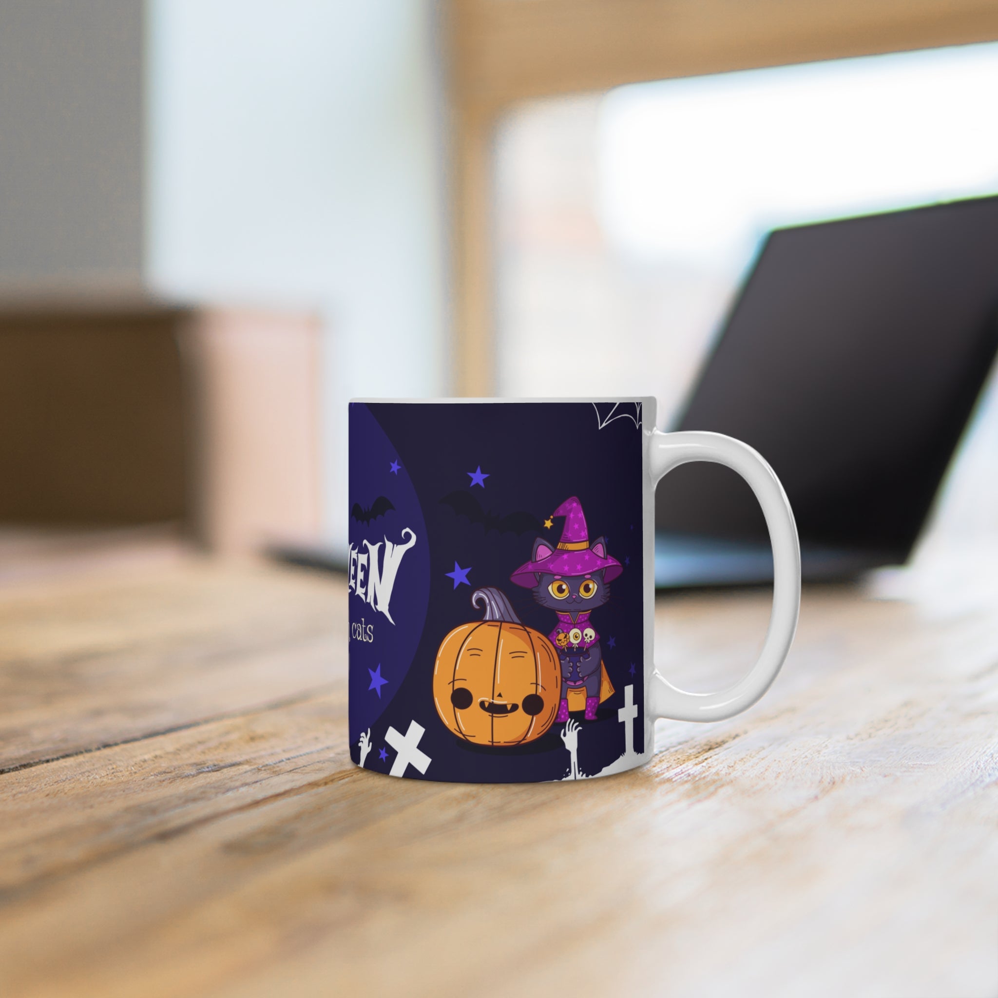 Happy Halloween with Witch's Cats | Ceramic Mug