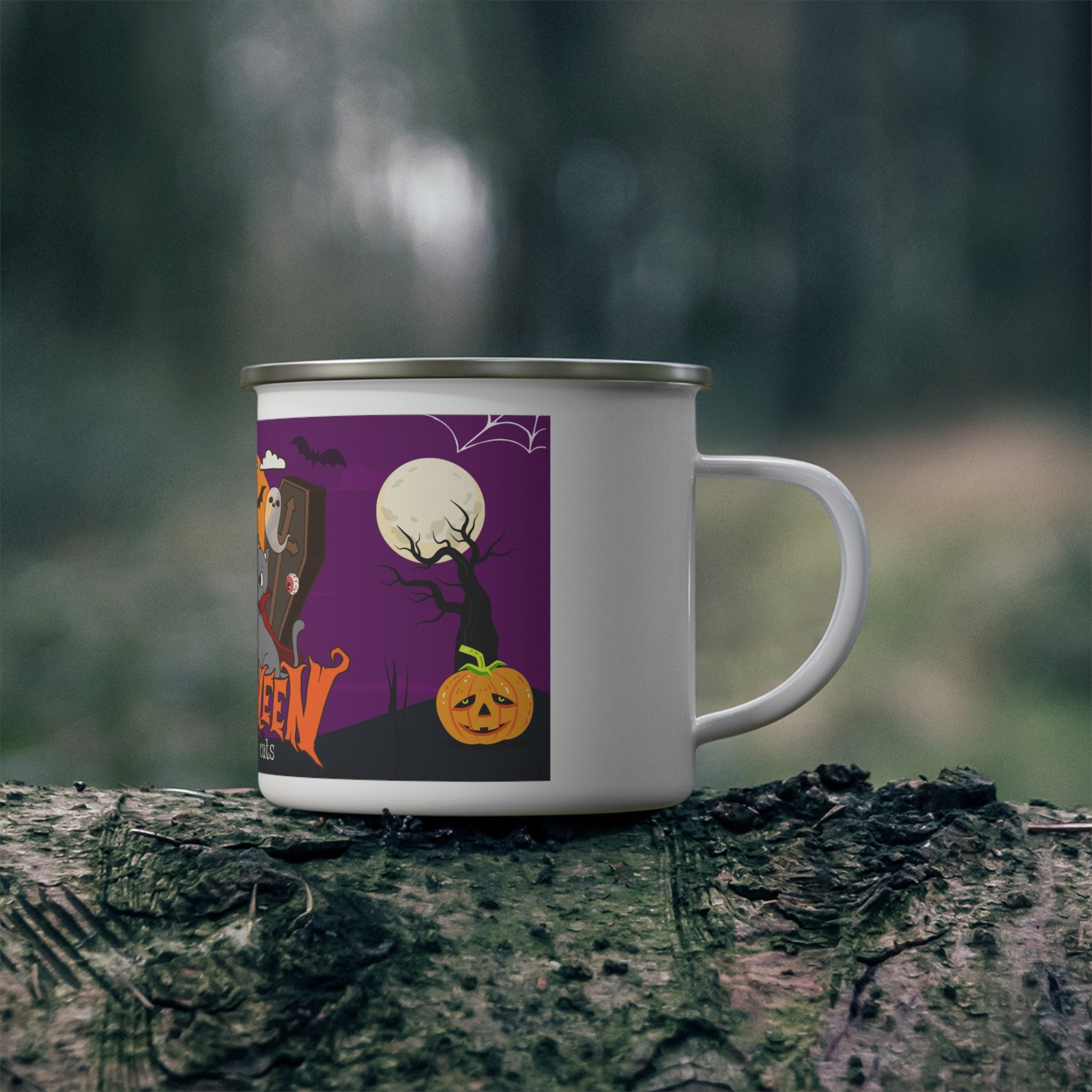 Happy Halloween is Better with Cats | Enamel Camping Mug