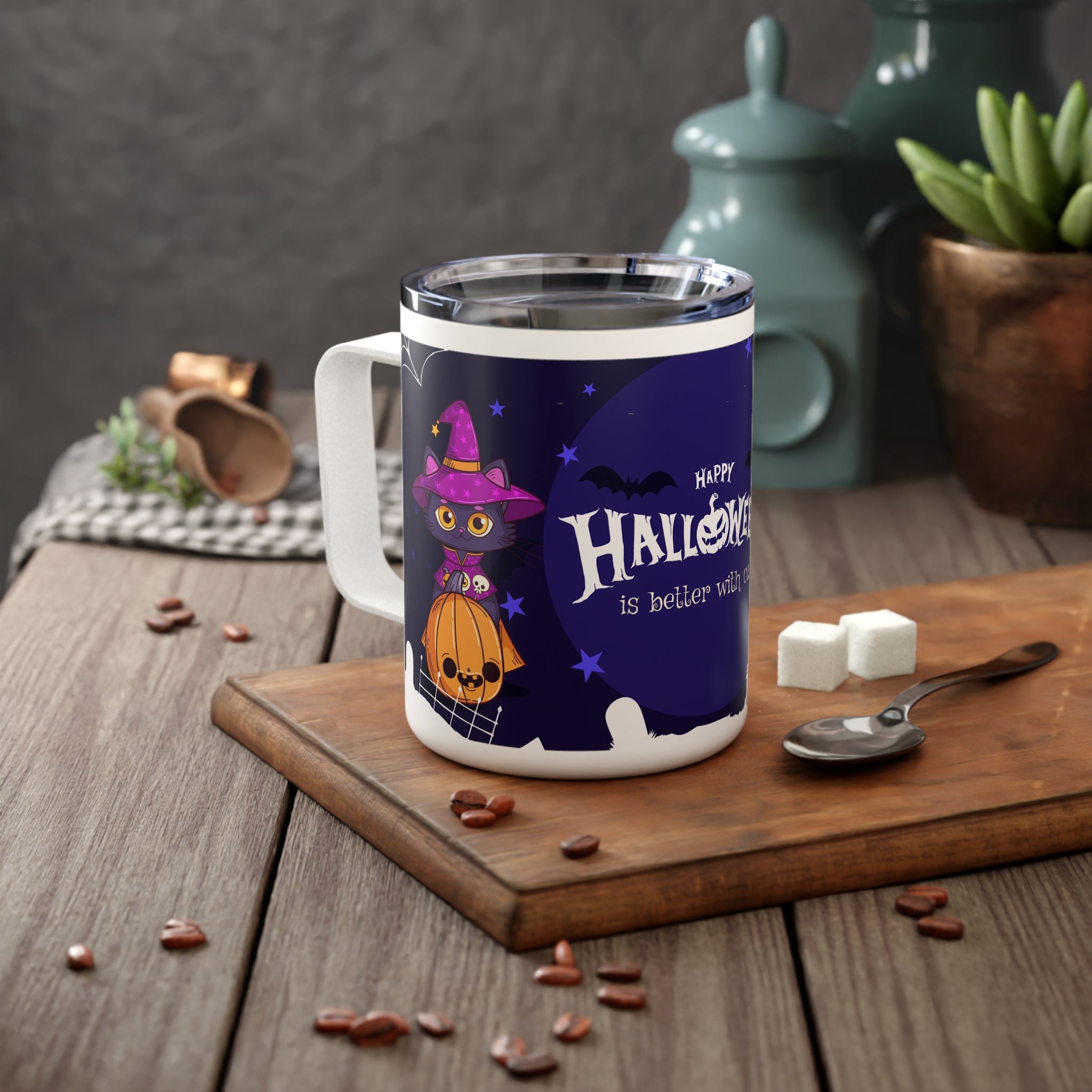Happy Halloween with Witch's Cats | Insulated Coffee Mug