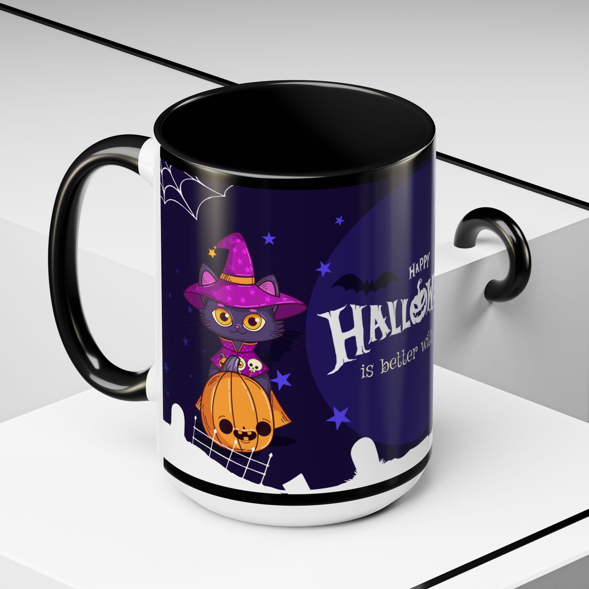 Happy Halloween with Witch's Cats | Accent Coffee Mug