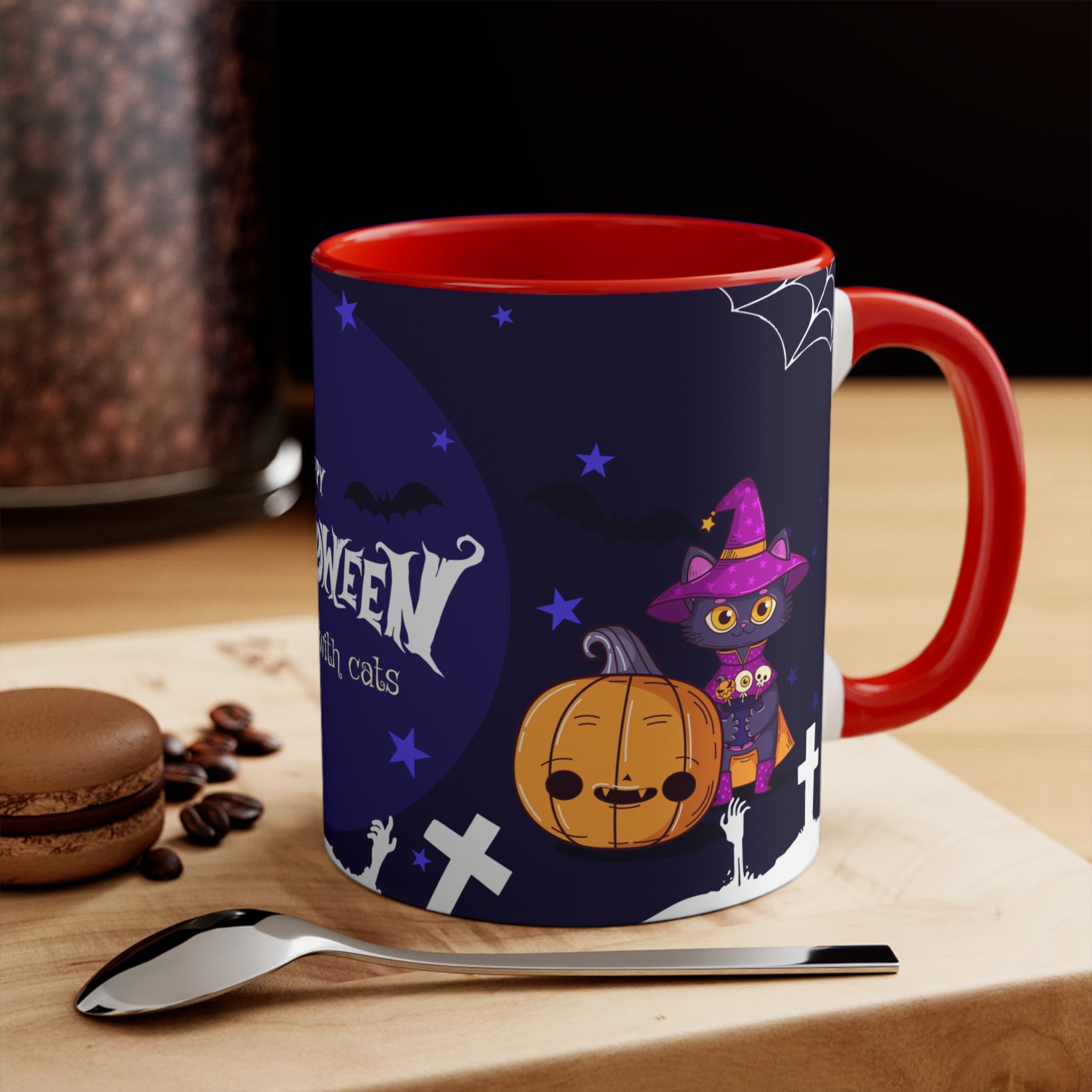 Happy Halloween with Witch's Cats | Colorful Accent Mugs