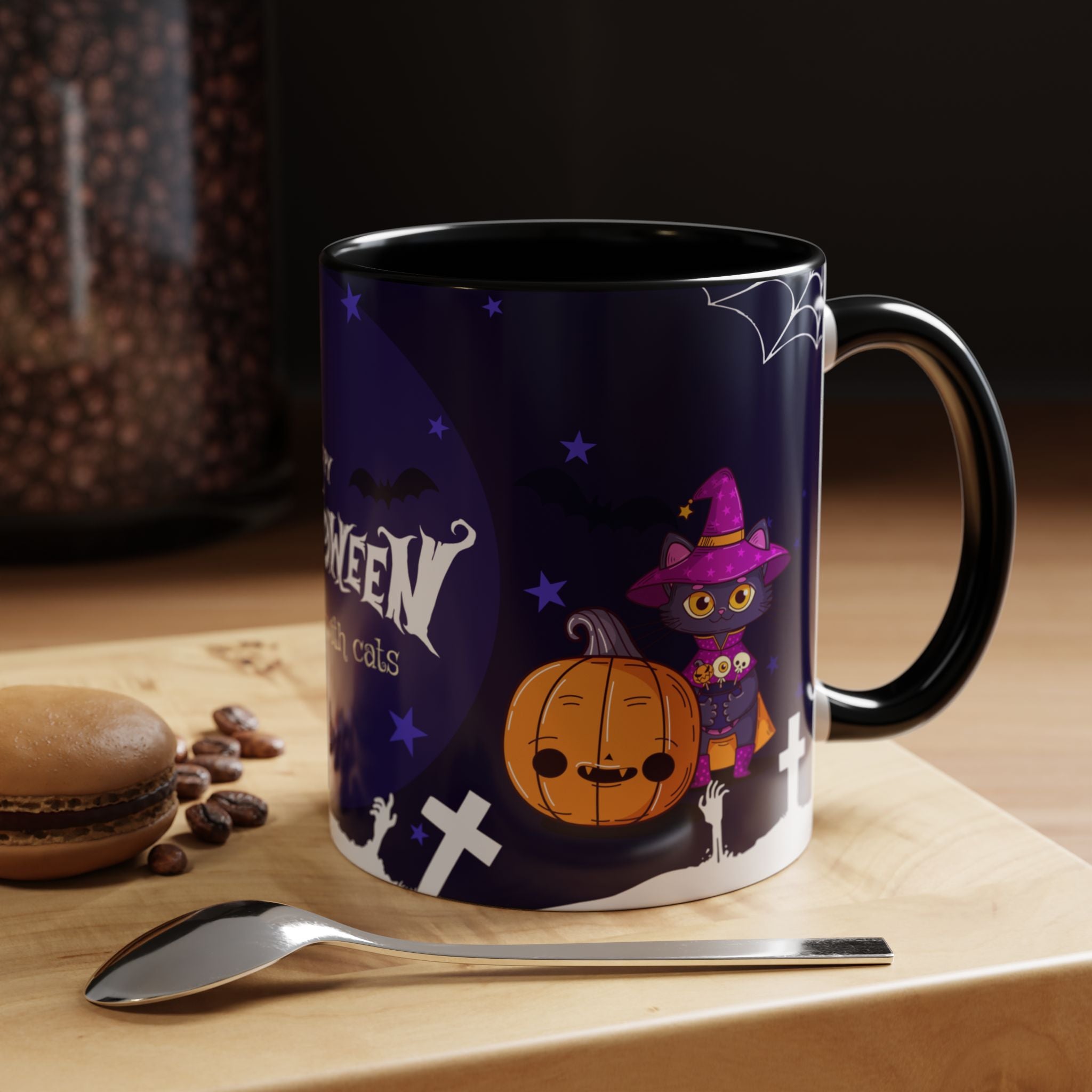Happy Halloween with Witch's Cats | Accent Coffee Mug