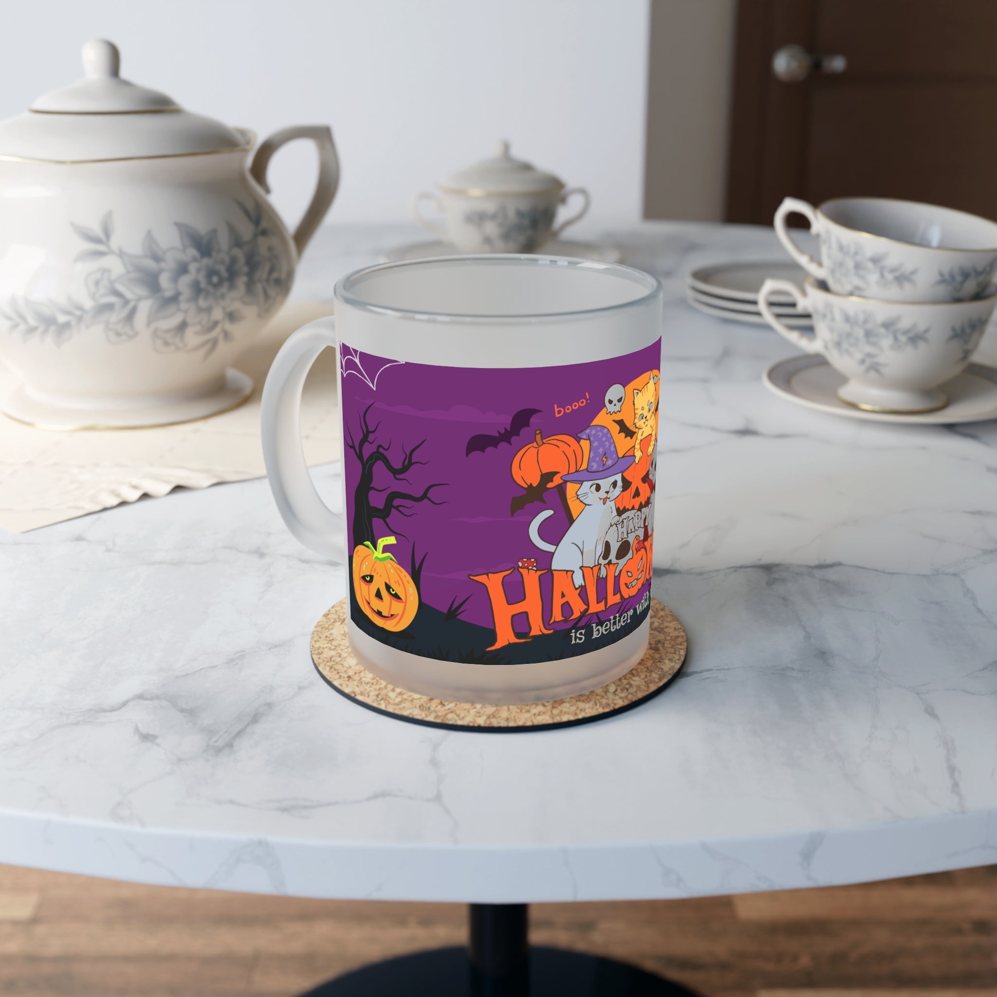 Happy Halloween is Better with Cats | Frosted Glass Mug