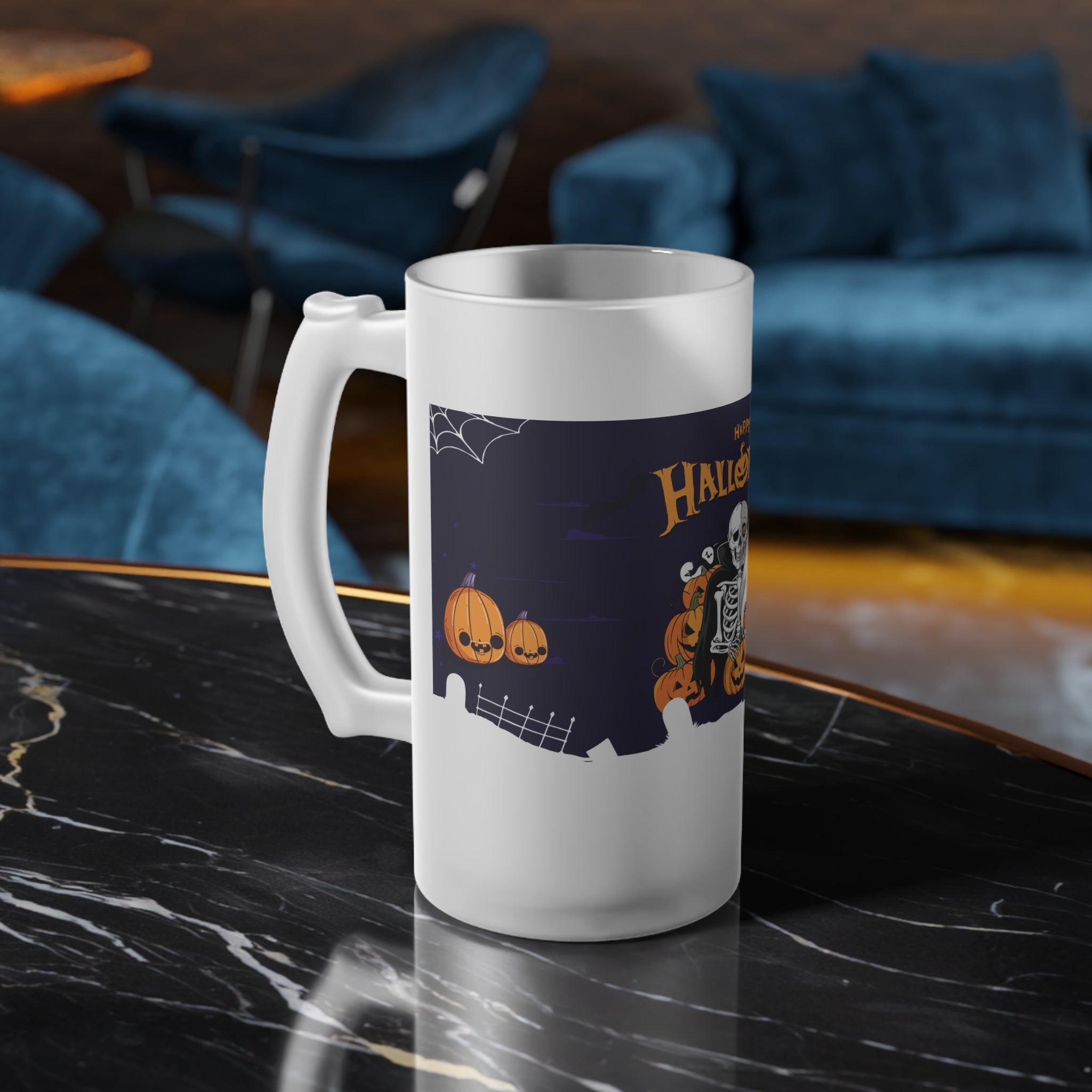 Halloween is Better with Skeleton |  Frosted Glass Beer Mug