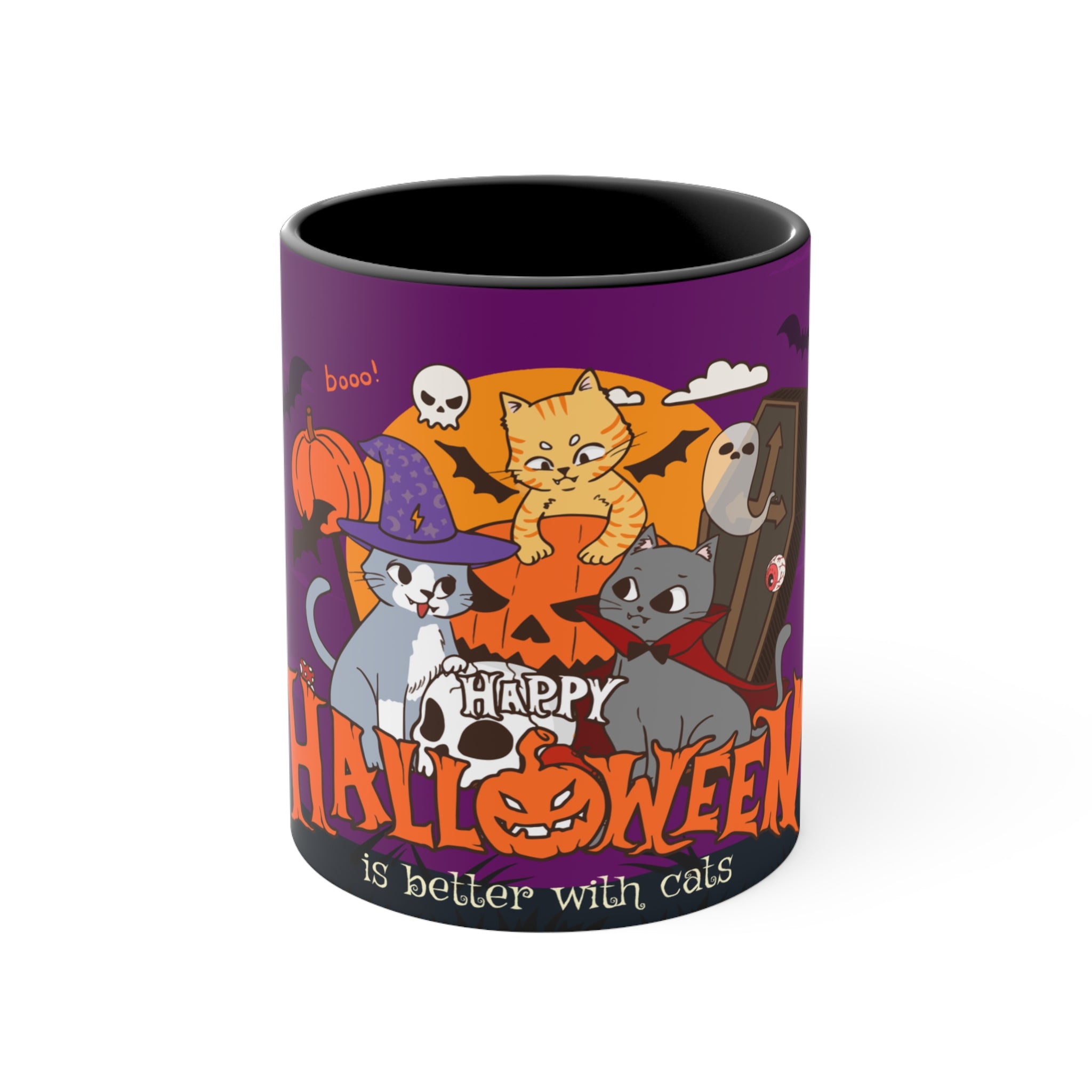 Happy Halloween is Better with Cats | Colorful Accent Mugs