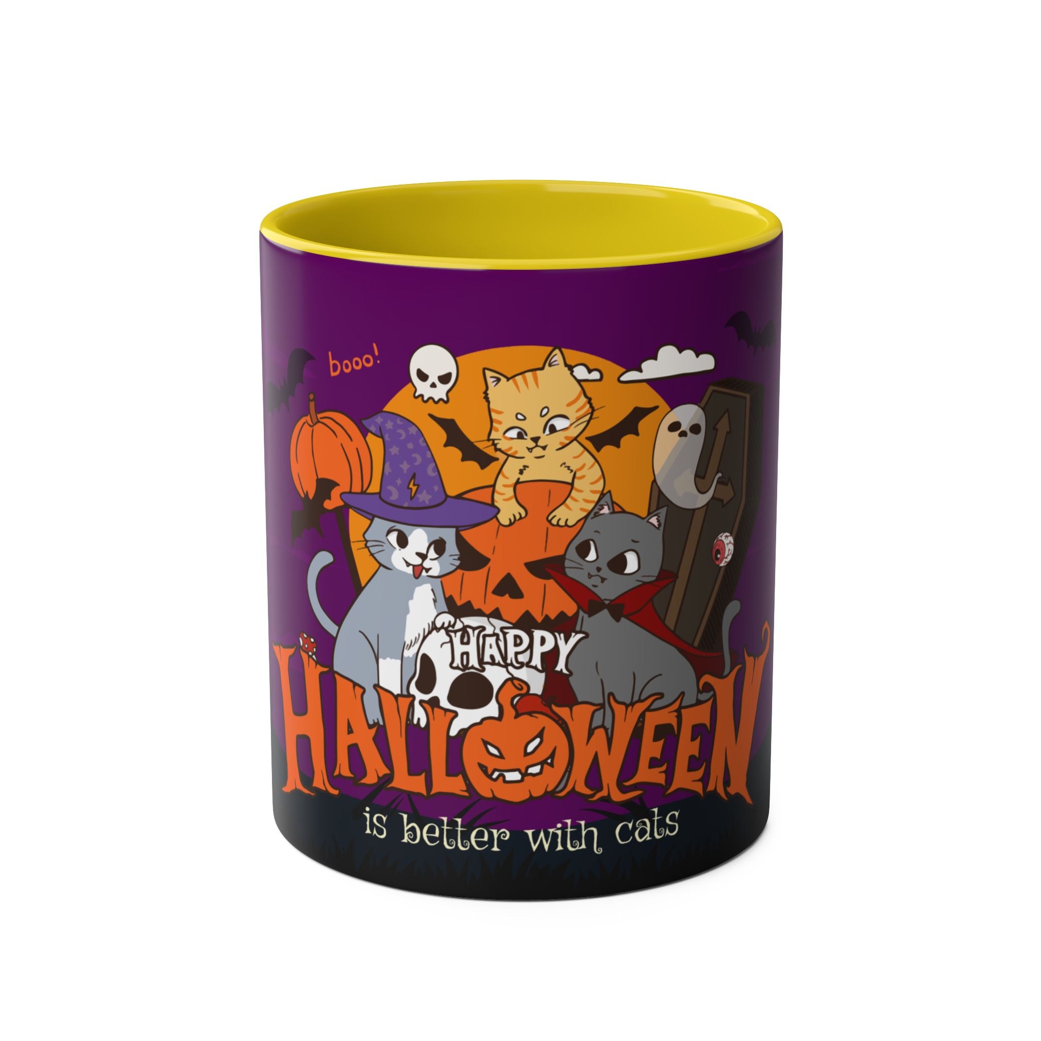 Happy Halloween is Better with Cats | Two-Tone Coffee Mugs