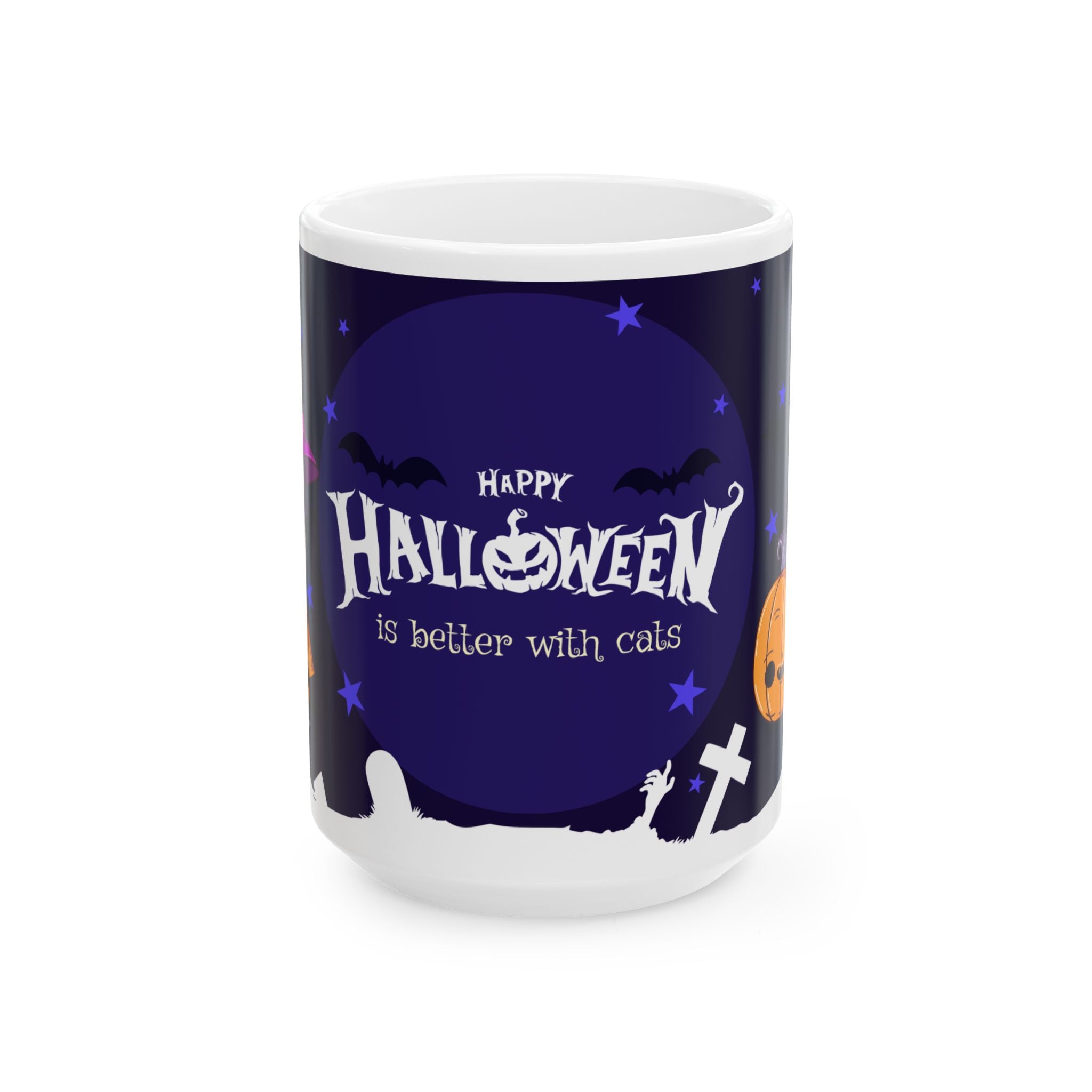 Happy Halloween with Witch's Cats | Ceramic Mug