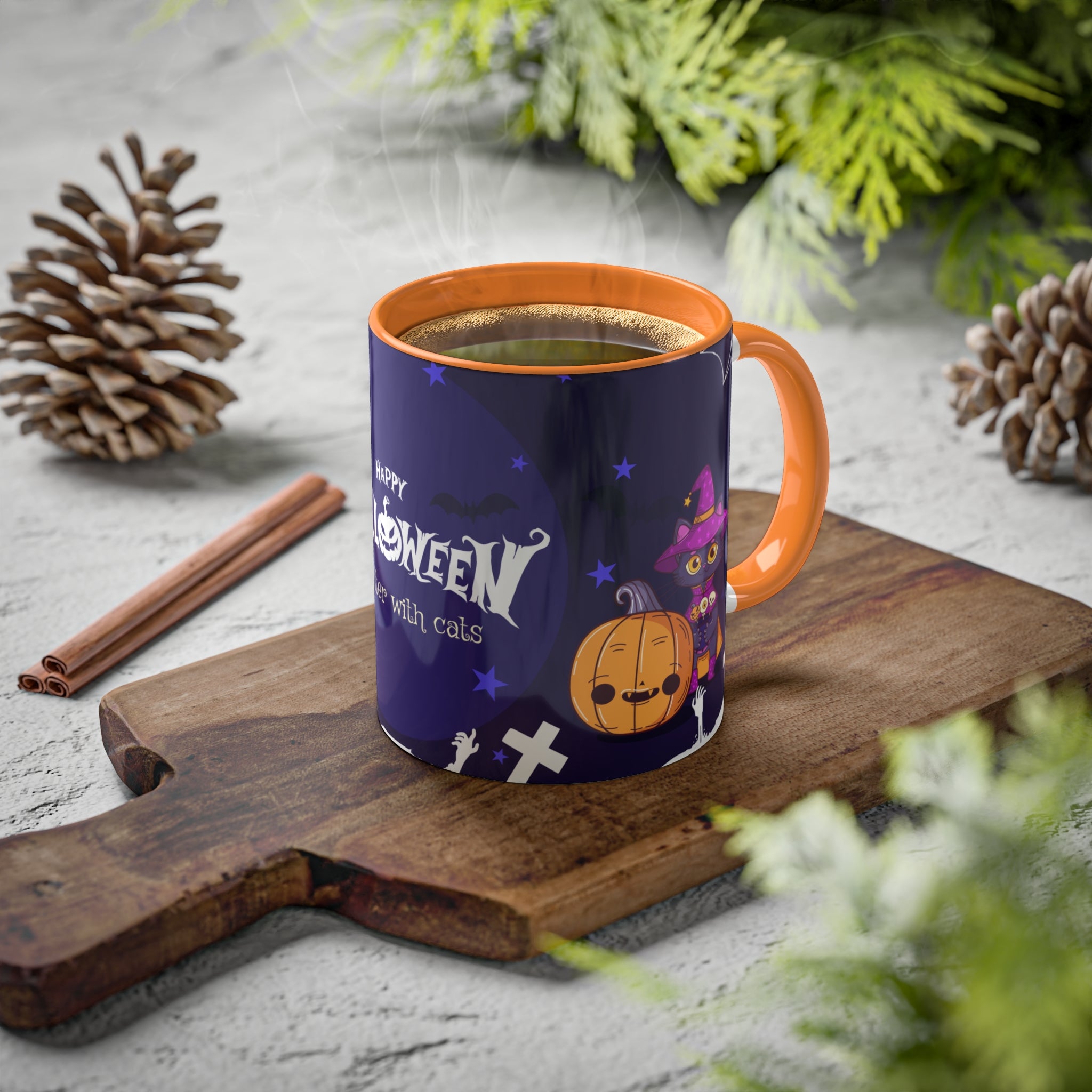 Happy Halloween with Witch's Cats | Colorful Mugs