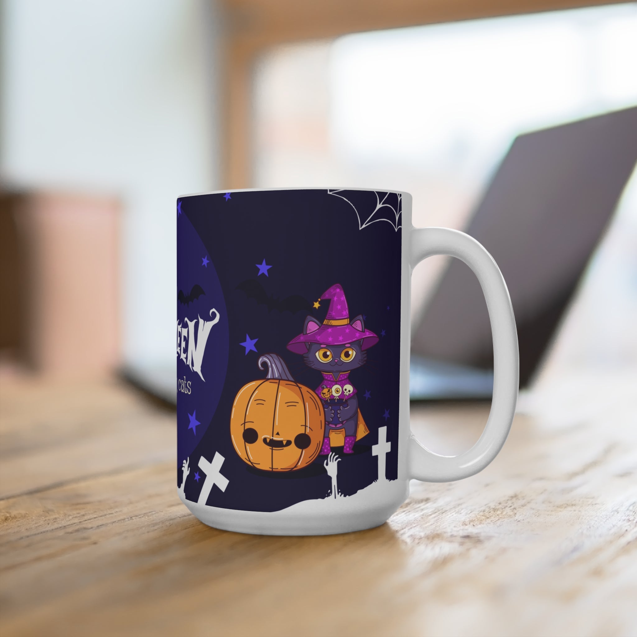 Happy Halloween with Witch's Cats | Ceramic Mug