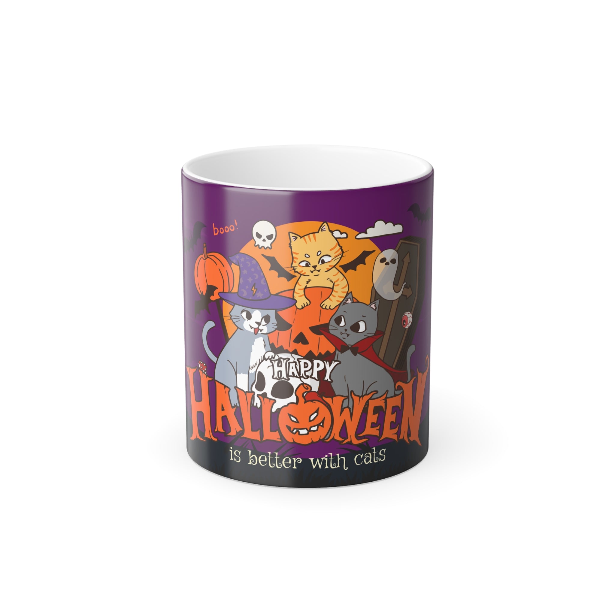 Happy Halloween is Better with Cats | Color Morphing Mug