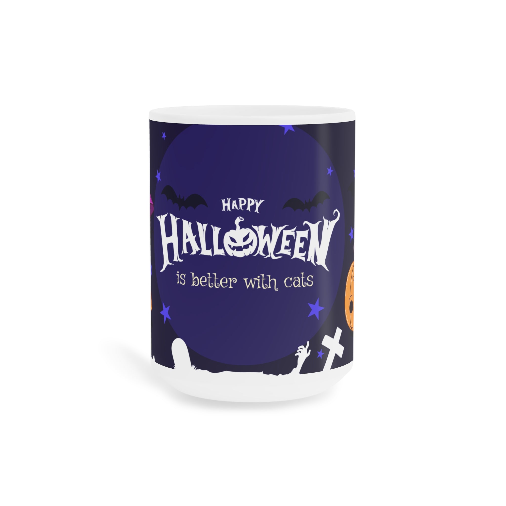 Happy Halloween with Witch's Cats | Ceramic Mugs