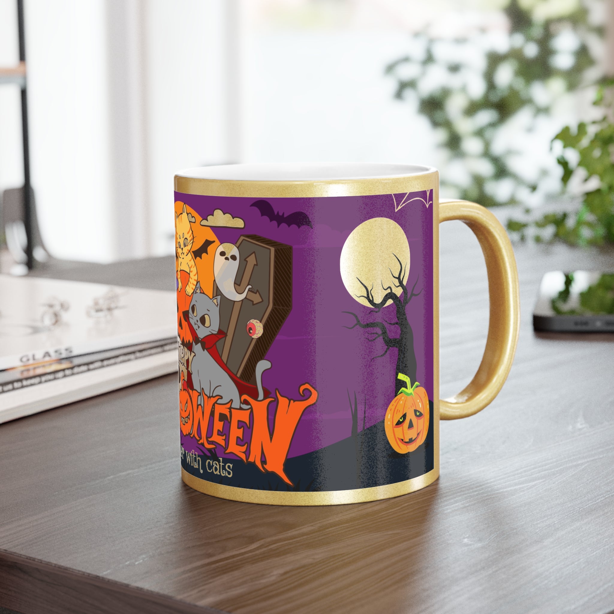 Happy Halloween is Better with Cats | Metallic Mug