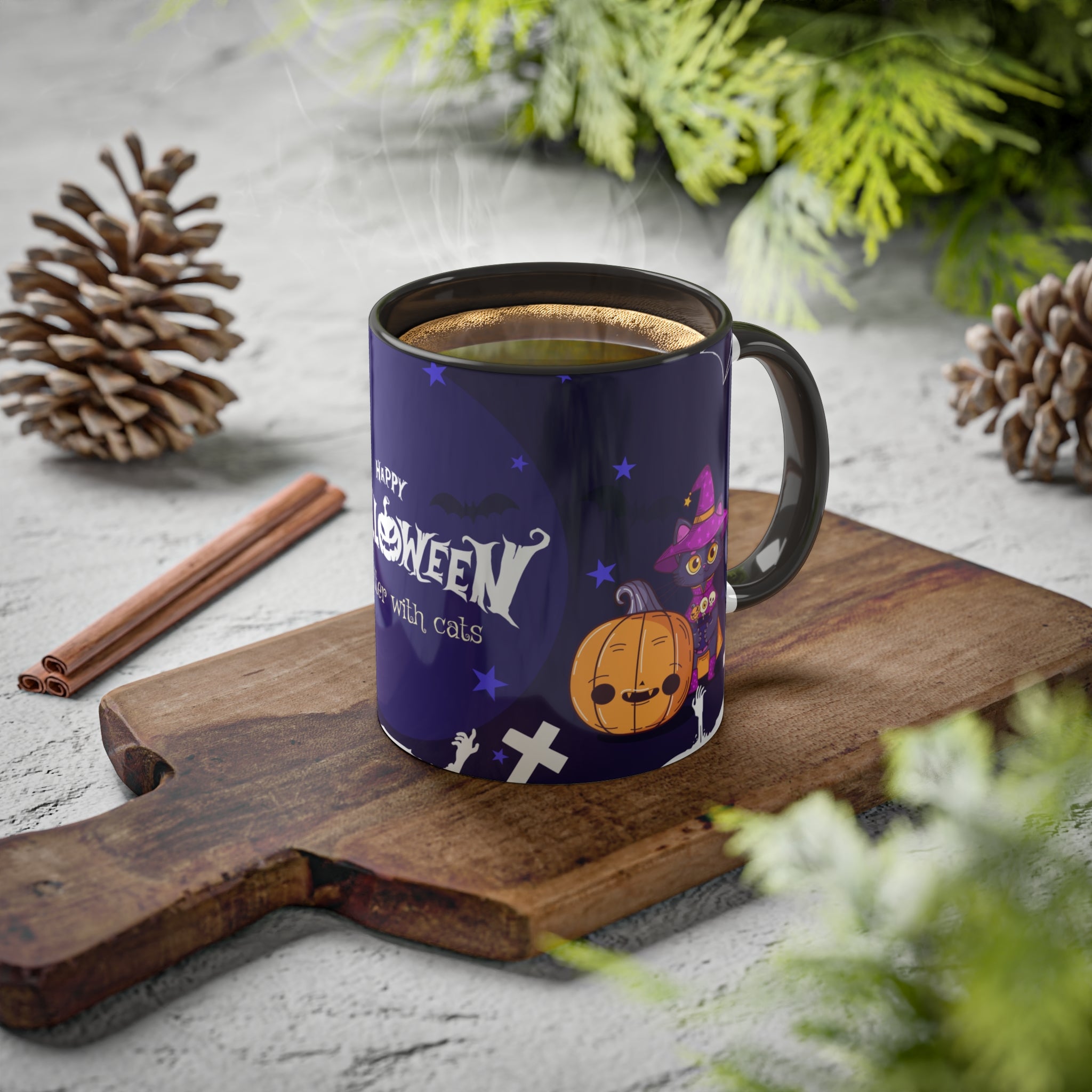 Happy Halloween with Witch's Cats | Colorful Mugs