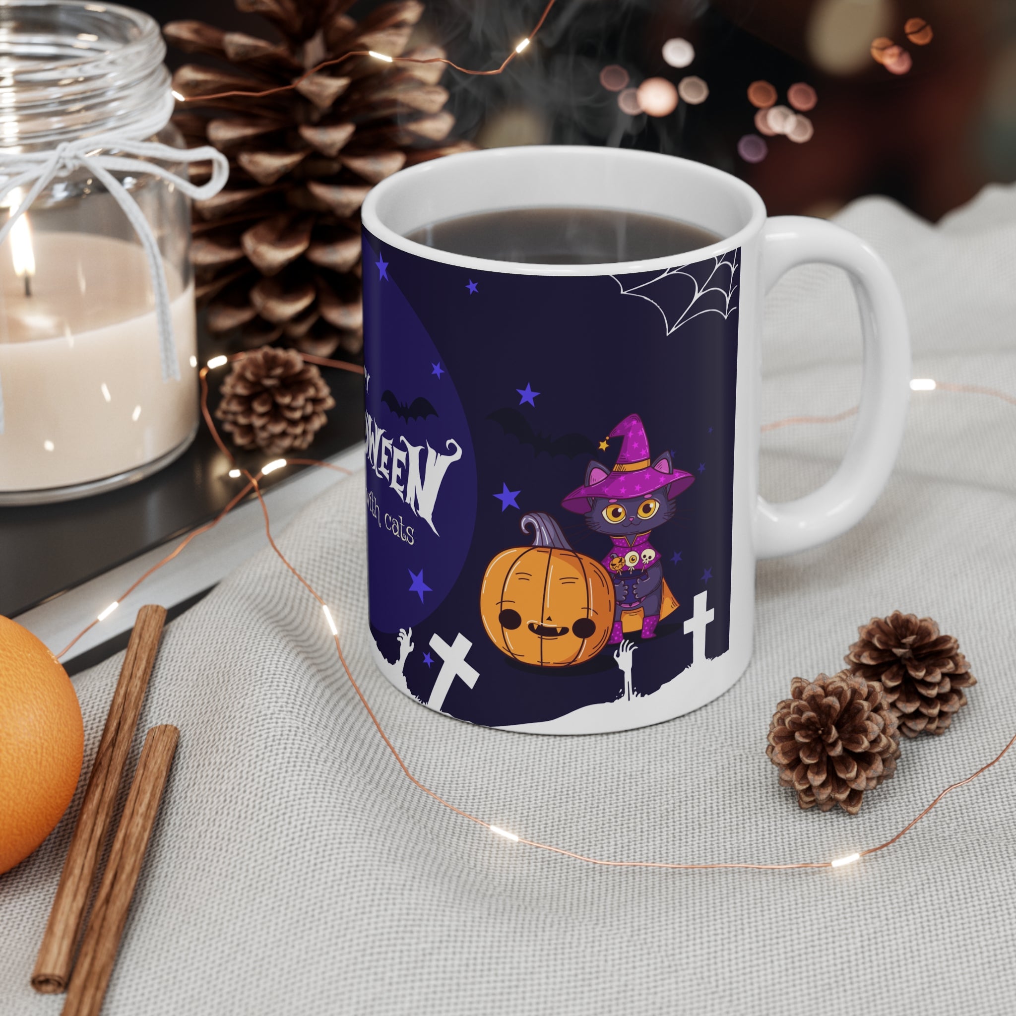 Happy Halloween with Witch's Cats | Mug