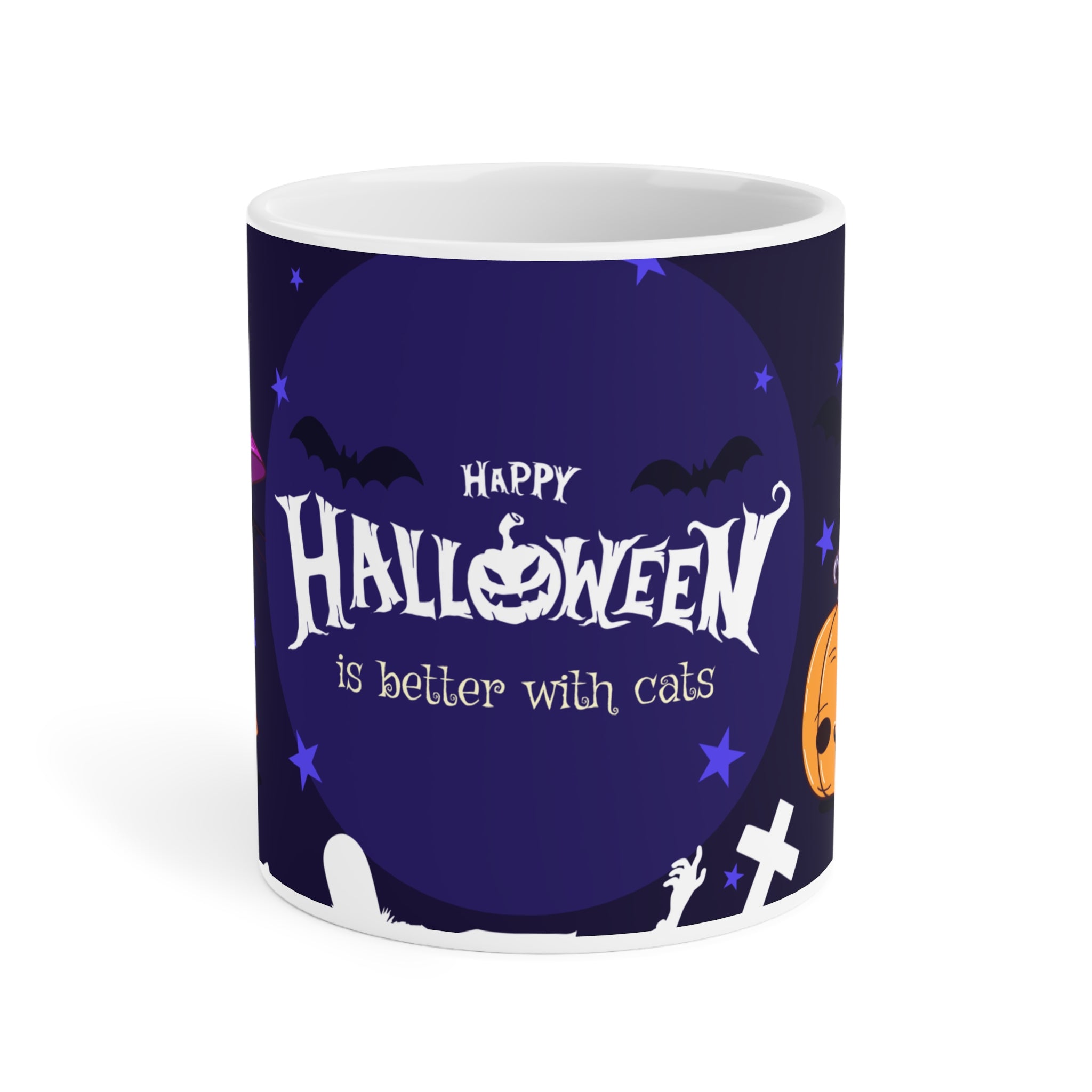 Happy Halloween with Witch's Cats | Ceramic Mugs