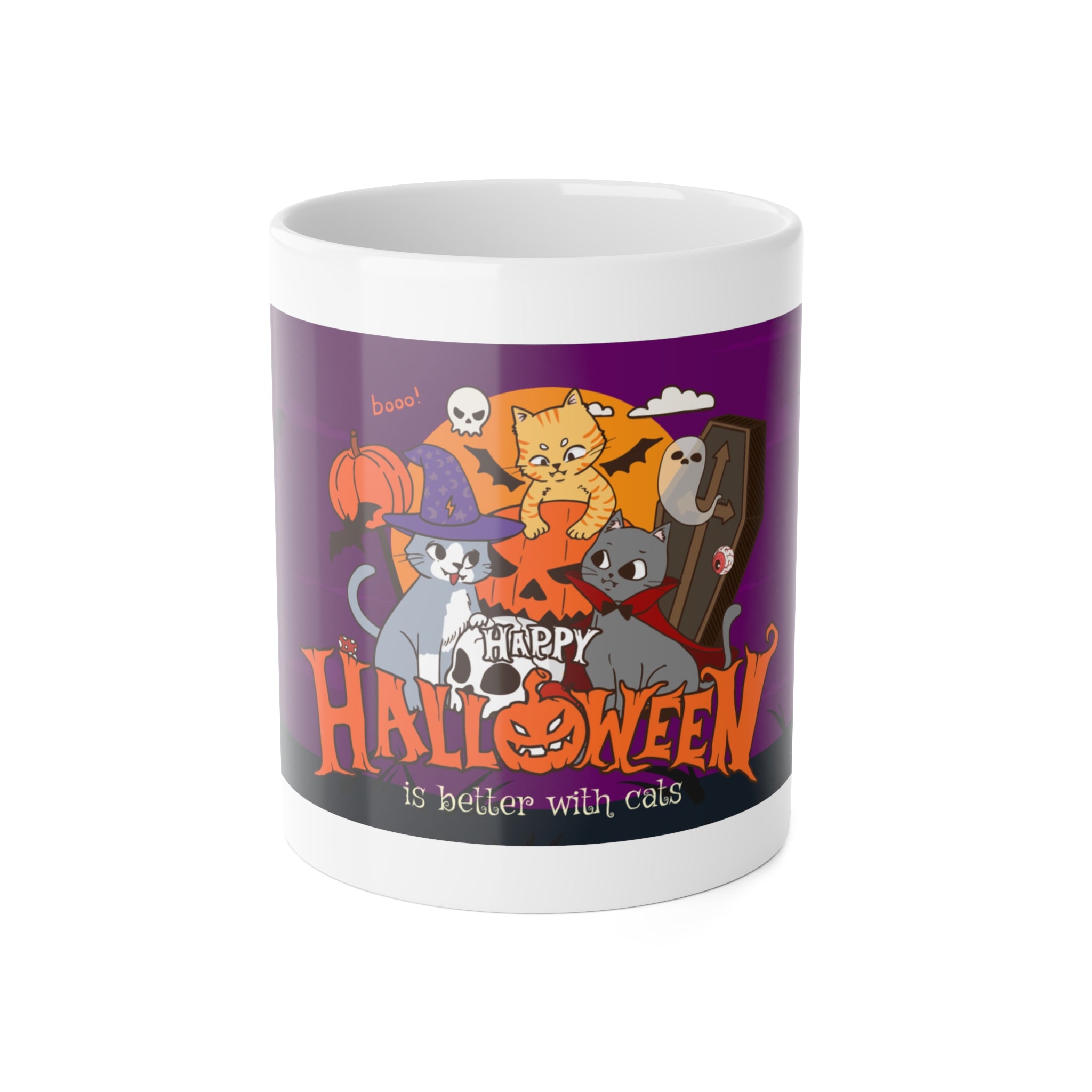 Happy Halloween is Better with Cats | White Ceramic Mug