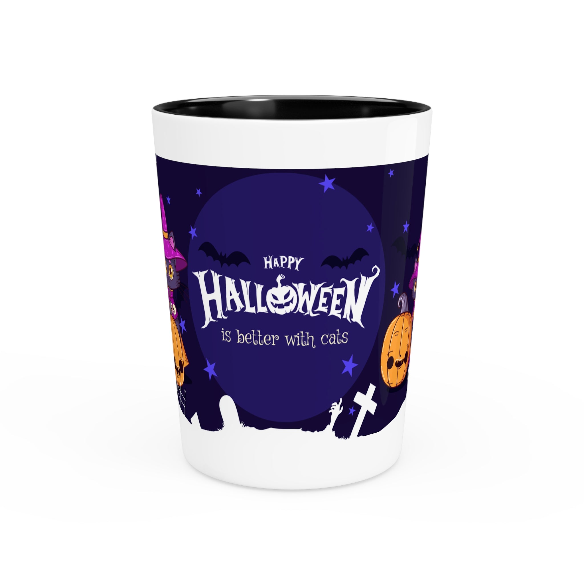 Happy Halloween with Witch's Cats | Shot Glass