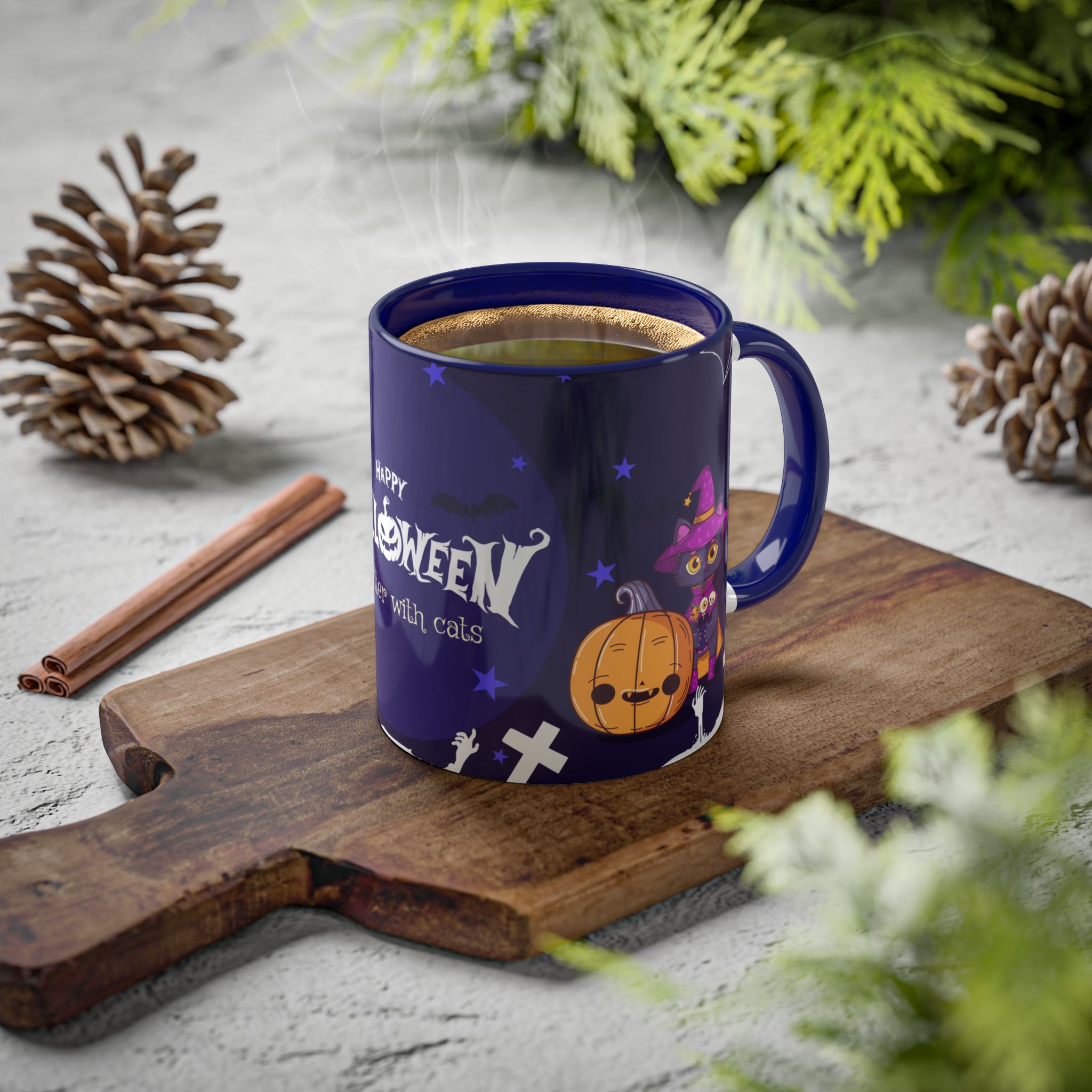 Happy Halloween with Witch's Cats | Colorful Mugs
