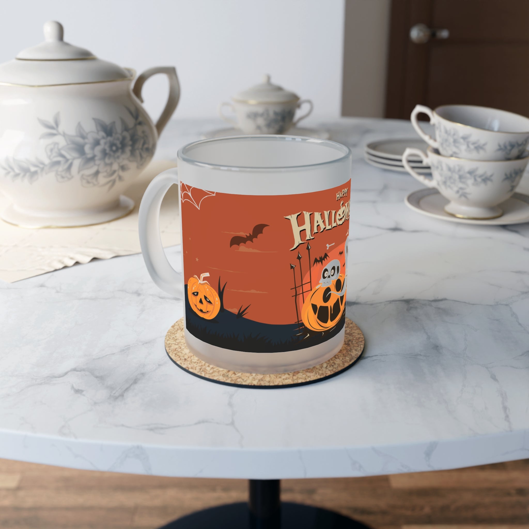 Happy Halloween with Pumpkin | Frosted Glass Mug