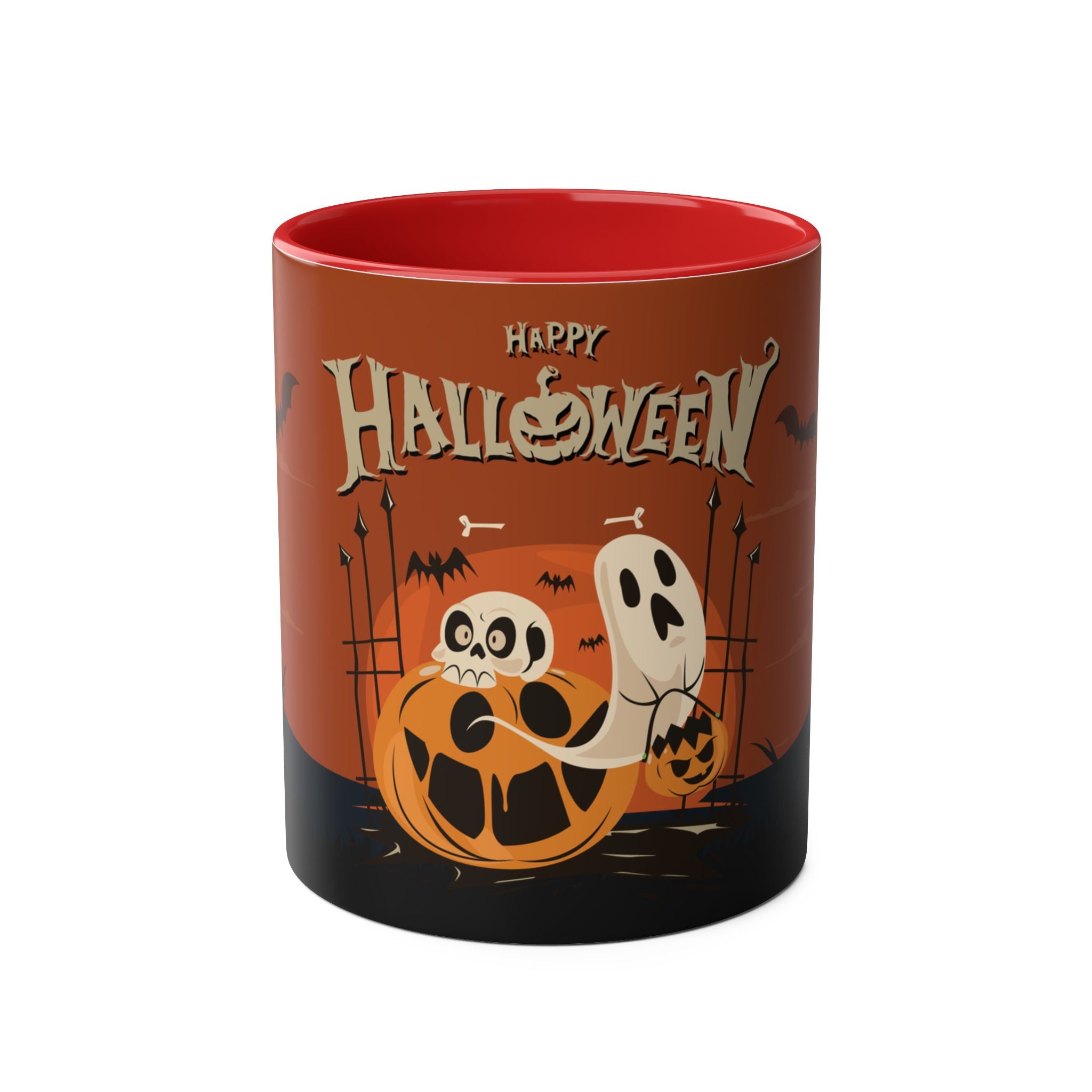Happy Halloween with Pumpkin | Two-Tone Coffee Mugs
