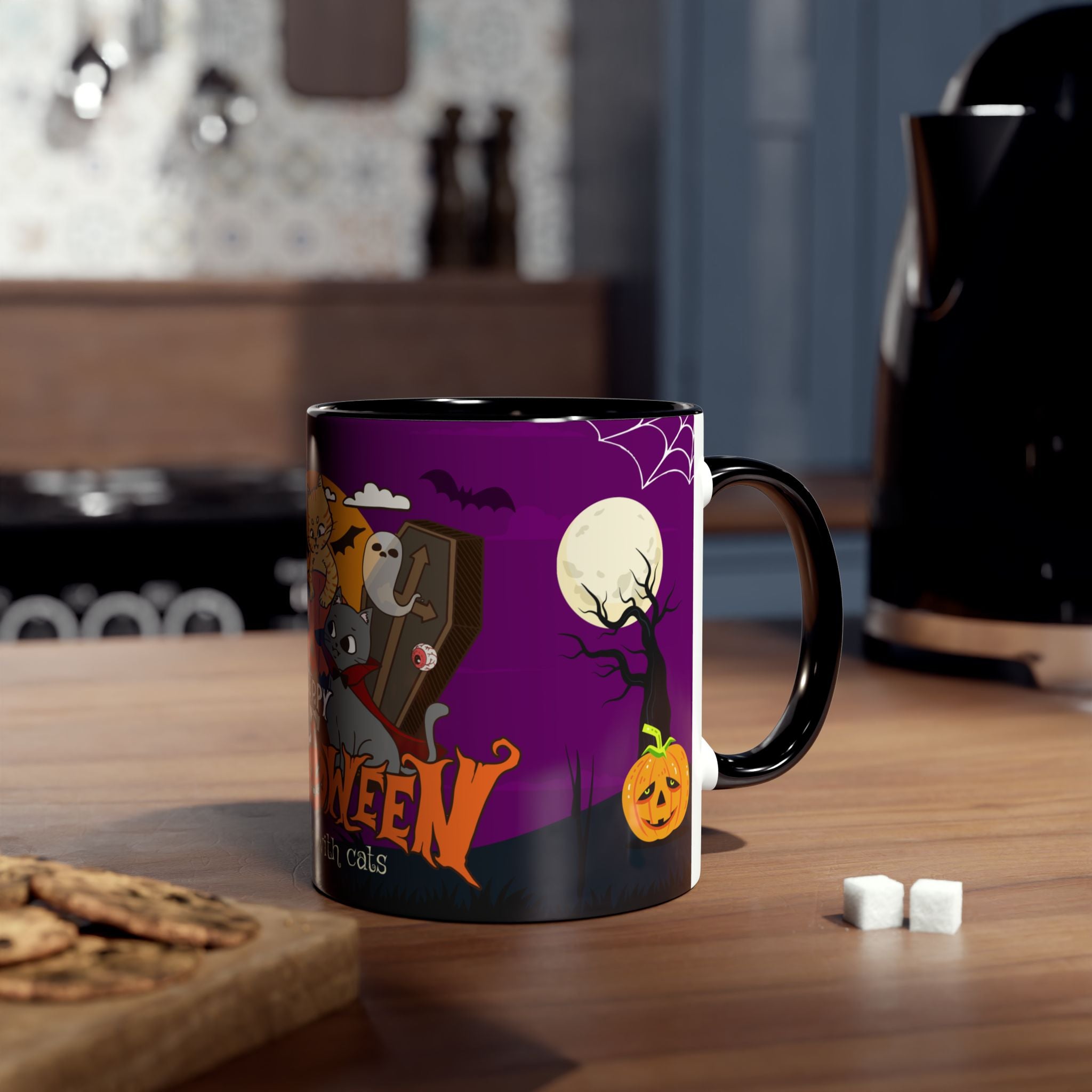 Happy Halloween is Better with Cats | Two-Tone Coffee Mugs