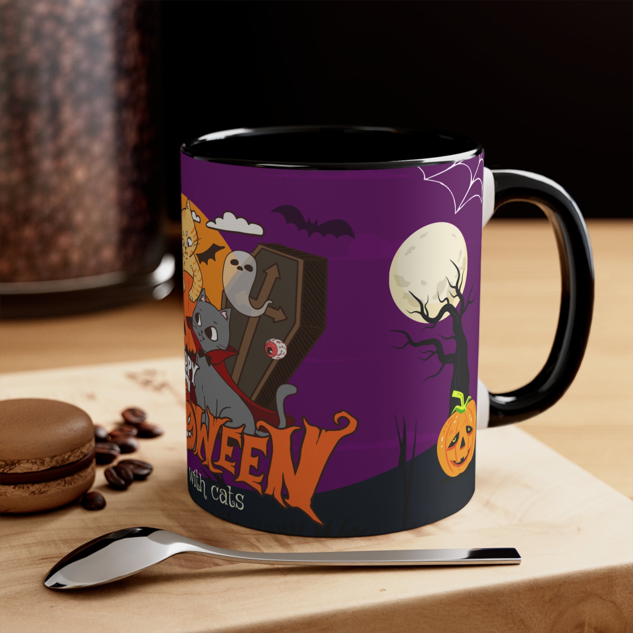 Happy Halloween is Better with Cats | Colorful Accent Mugs