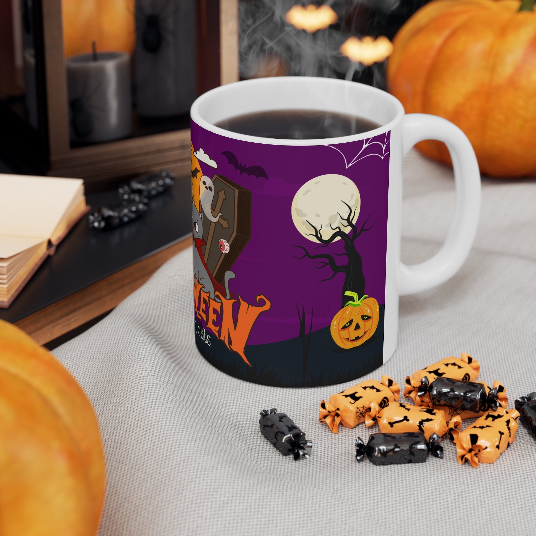 Happy Halloween is Better with Cats | Ceramic Coffee Cups
